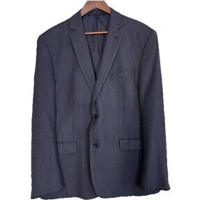 Joseph Abboud Men’s Blazer Gray Silk Wool Blend Mini Check Two Button Size 44R